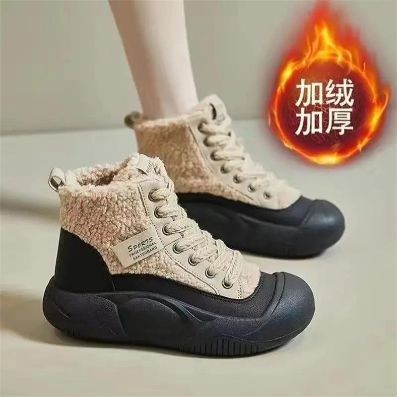 Mode 2024 Winter Neue Herrenschuhe Mode Plüsch Schneestiefel Dicksohlige Baumwollstiefel Designer Sohle Verkauft Stiefeletten Botines Para Mujeres 40 beige