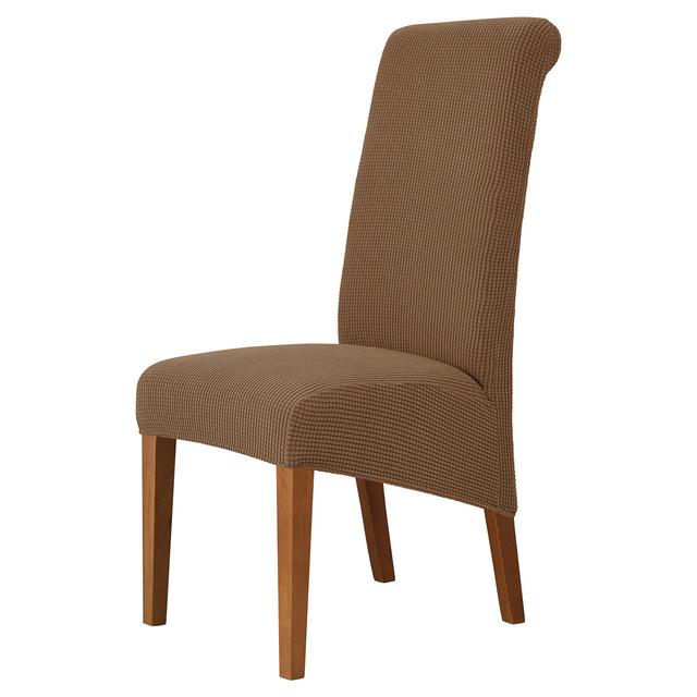 Stuhlhusse mit hoher Rückenlehne und universeller hoher Elastizität, Jacquard, Größe M, XL, Stuhlhussen für Esszimmer, Küche, Büro, Zuhause, Maisflanell M Size (45-58cm) dunkel kaffee