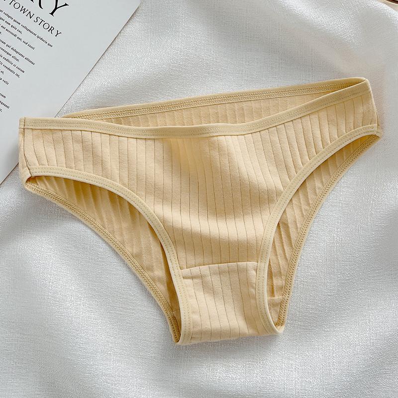 FINETOO Baumwollhöschen für Frauen Slips Damen M-XL Unterhosen Einfarbig Unterwäsche Mädchen Mode Dessous XL beige