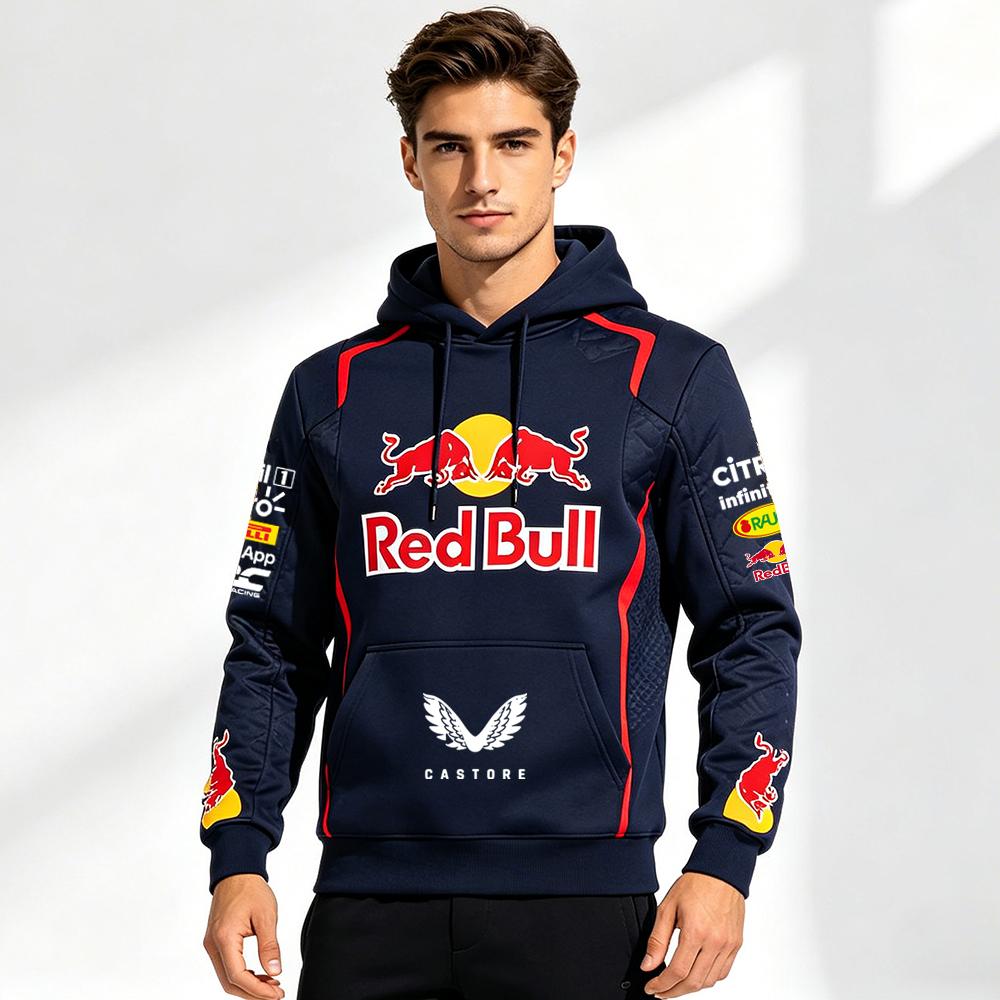 Herren Frühlings- und Herbstkleidung Red Bull F1 Racing und Motorrad, Red Bull Nischenstil, Neues bedrucktes Langarm-Modell 2XL