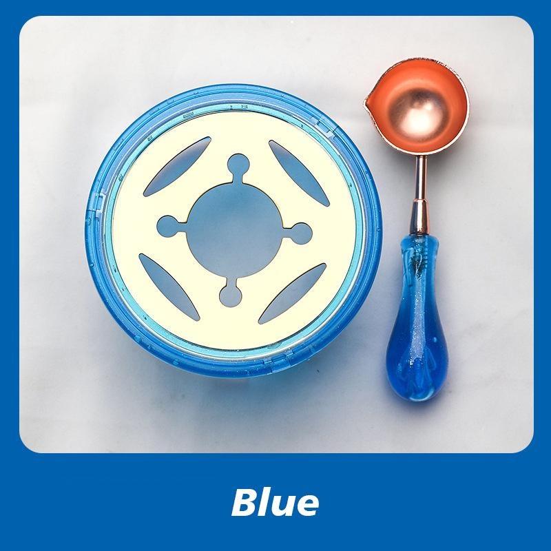 1 Set Wachssiegel-Stempel-Set, Lackofen, Feuerfarbe, Siegelzubehör, Wachslöffel, Siegellack, Schmelztiegel, DIY-Bastelbedarf blau