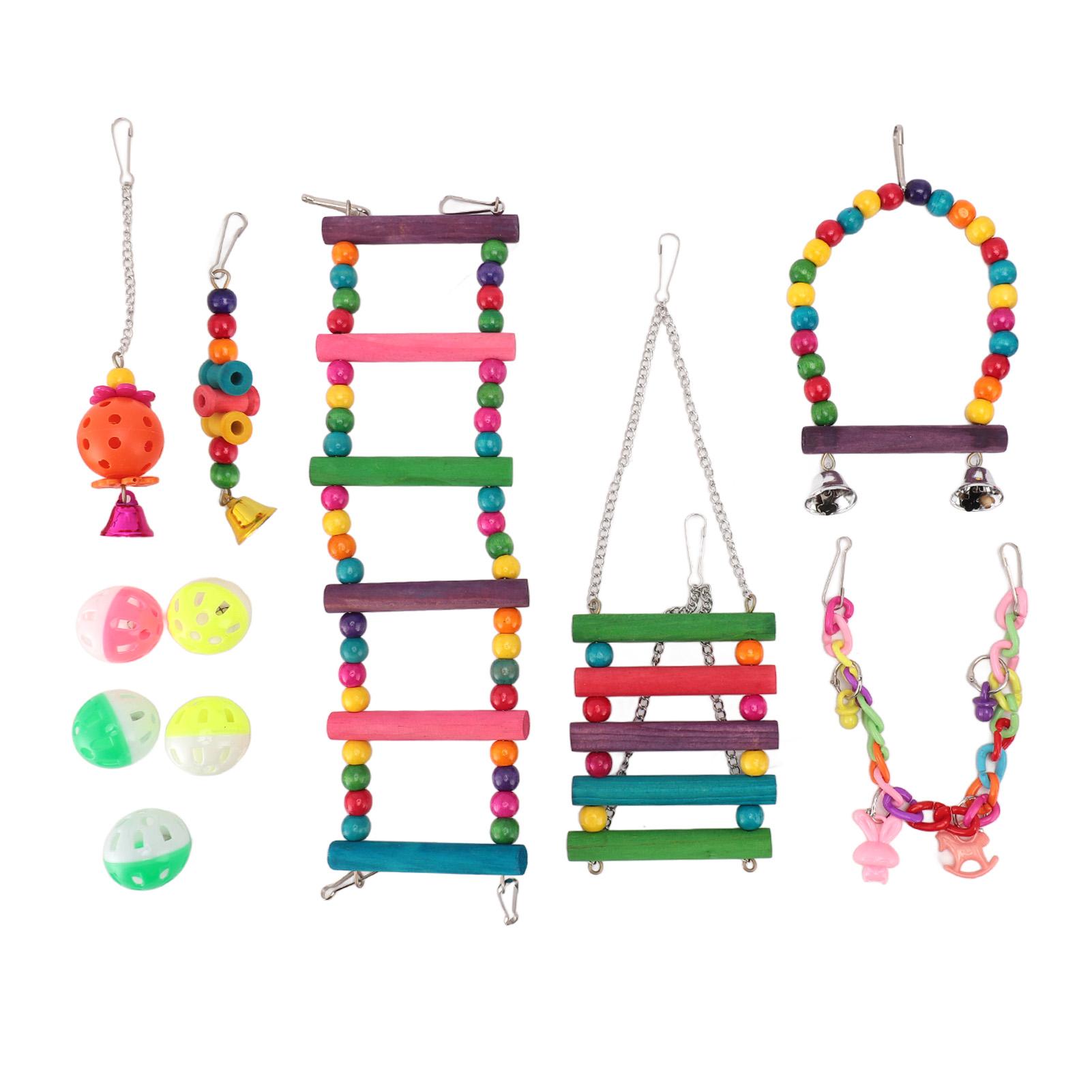 Vogel Sittich Spielzeug Schaukel Hängend Stehend Kauspielzeug Hängematte Kletterleiter Vogelkäfig Bunt