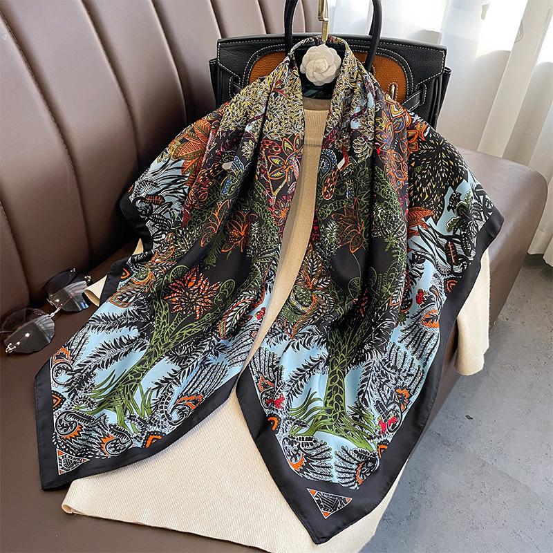 90*90cm Quadratischer Schal Twill Baumwolle Gefühl Frauen Kopf Tücher Und Tücher Luxus Print Halstücher Hijab Bandana Pashmina One Size