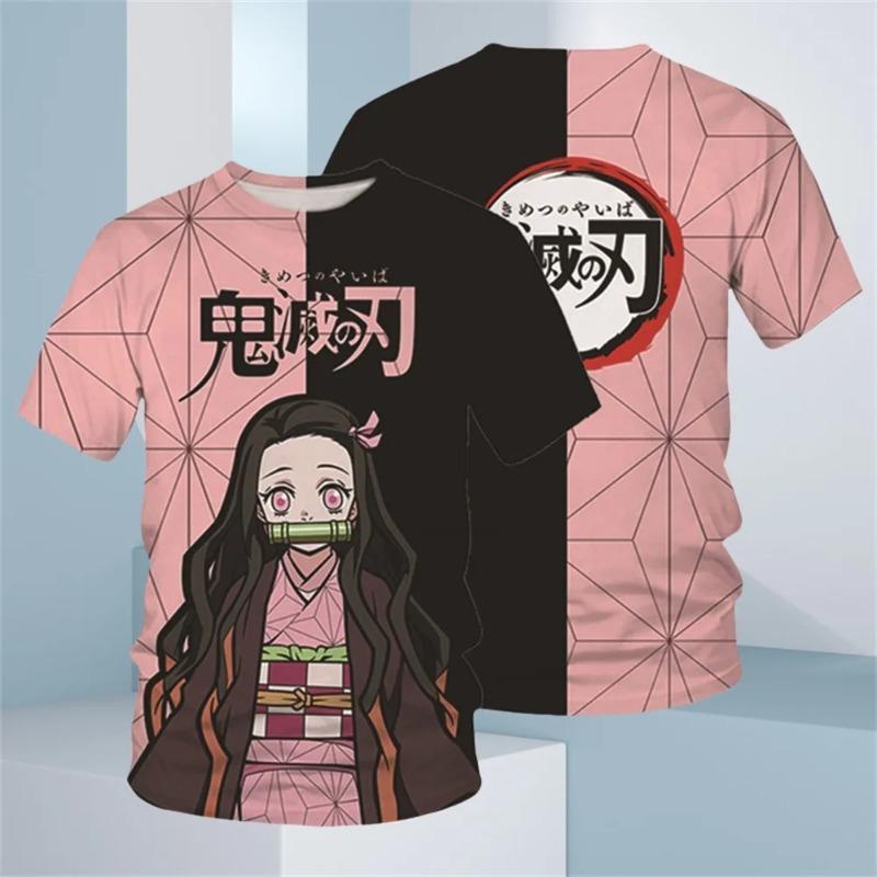 Kinder Jungen T-Shirts Anime Demon Slayer Cartoon T-Shirt Kinderkleidung Kurzarm Sweatshirt Mode Tops Kid Unisex Kleidung 120