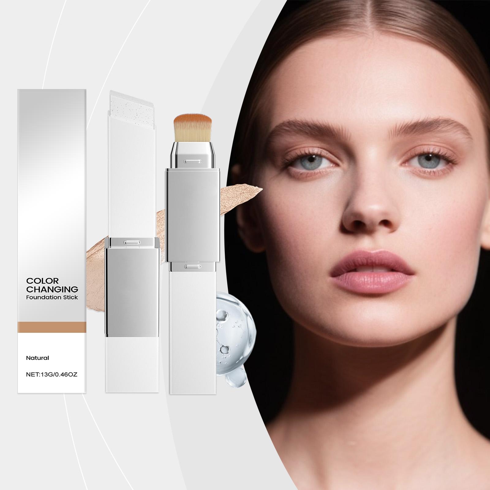 2-in-1 Foundation Stick Multifunktional Leicht Aufhellend Matt Foundation Base Make-up Magischer Farbwechselnder Foundation Stick 13g