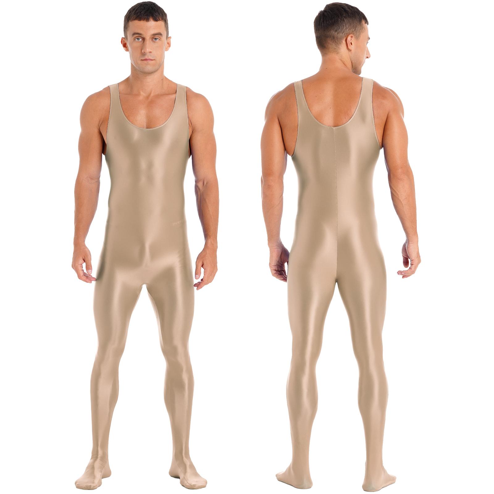 Herren-Body-Overall, ärmellos, voller Anzug, Einteiler, Overall, Bodystocking, Nachtwäsche XL kaffeebraun