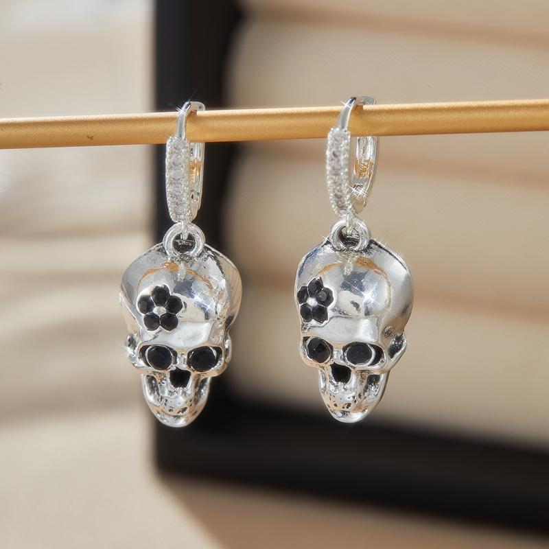 Neuer Trend Minimalistische Damen- und Herren-Geisterkopf-Ohrringe Retro-Totenkopf-Anhänger-Ohrringe Gothic Punk Rock Party Accessoires Geschenk gray