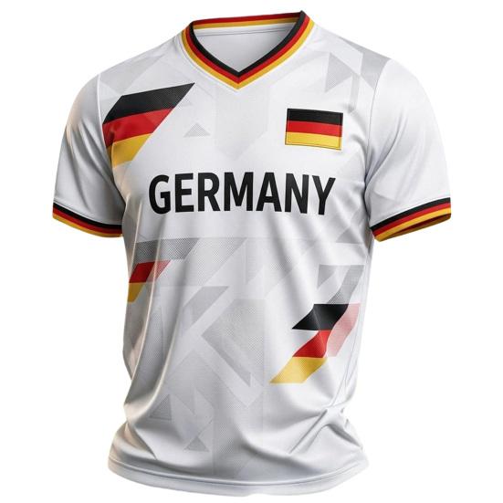 Herren Deutschland T-Shirt, Fußballfans T-Shirt, Deutschlandflagge V-Ausschnitt T-Shirt, Stilvolles Deutschland Symbol T-Shirt für Fußballfans XXXXL weiß
