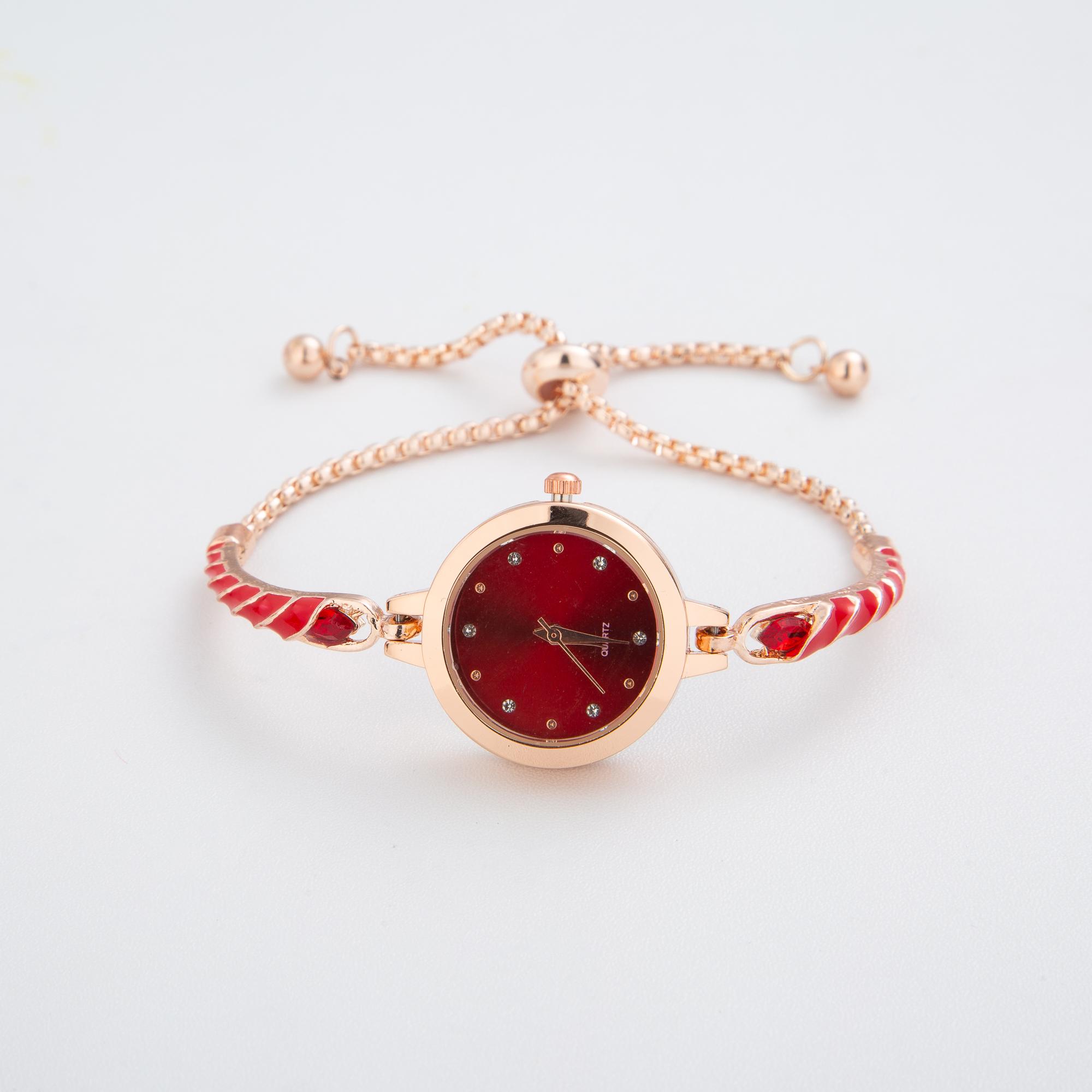 Elegante Armbanduhren für Damen, verstellbare Armbänder, modische Quarz-Armbanduhren, Geschenk rot