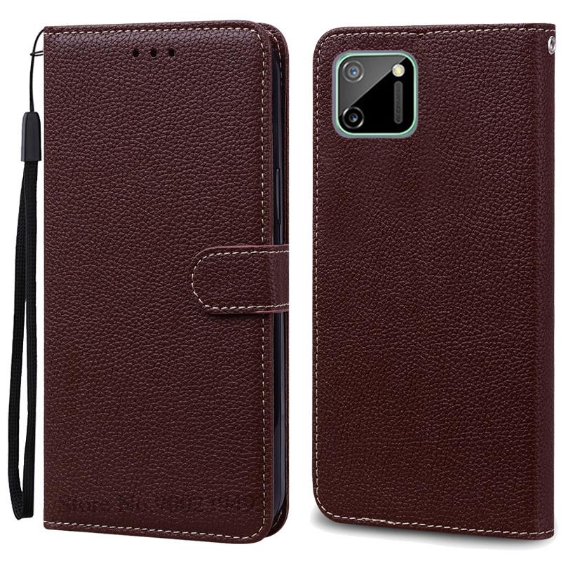 Für Realme C11 Hülle Realme C11 2021 Hülle Leder Brieftasche Klapphülle Für Realme C11 2021 Coque Realme C11 2020 Hülle Coque Fundas Realme C11(C11 2020) kaffeebraun