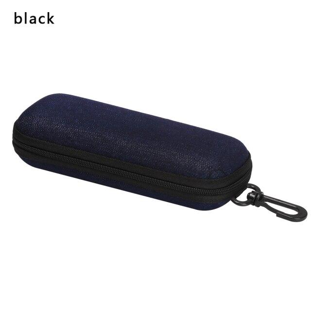 1 stücke Denim Harten Stoff Lesebrille Box Tragbare Zipper Sonnenbrille Schutz Widerstand Container Brillen Fall Tragen Tasche