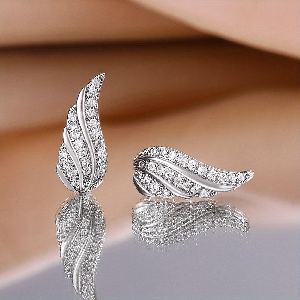 Damen Engelsflügel Mode Steckerohrringe - Süßer Influencer Style Schmuck silber