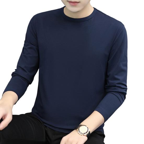 Frühling Herbst Männer Fitness Top Slim Fit Rundhals Stretchy Lange Ärmel Einfarbig Pullover Fitness Sport Top Winter Bodenbildung Kleidung L navy blau