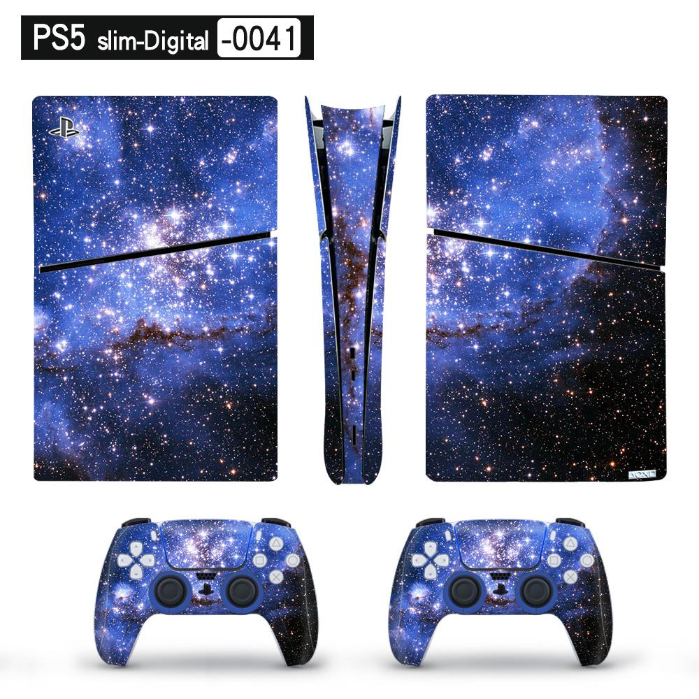 Kunst-Vinyl-Skin-Aufkleber für PS5 Slim Digitalkonsole und 2 Controller-Abziehbild-Abdeckung One Size