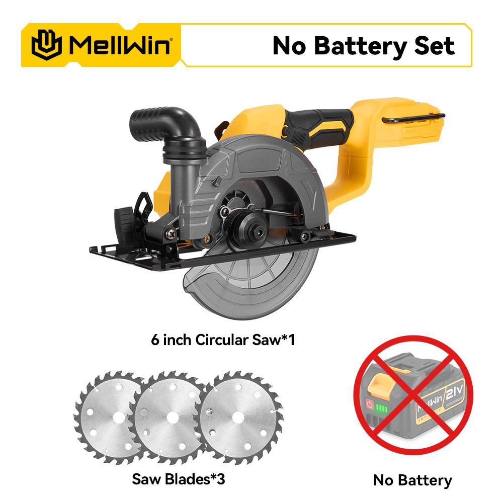 MELLWIN 6 Zoll 150MM Akku-Bürstenlose Kreissäge Handgeführte Multifunktions-Elektrosägen Elektrowerkzeug Für Makita 18V Akku Without Battery