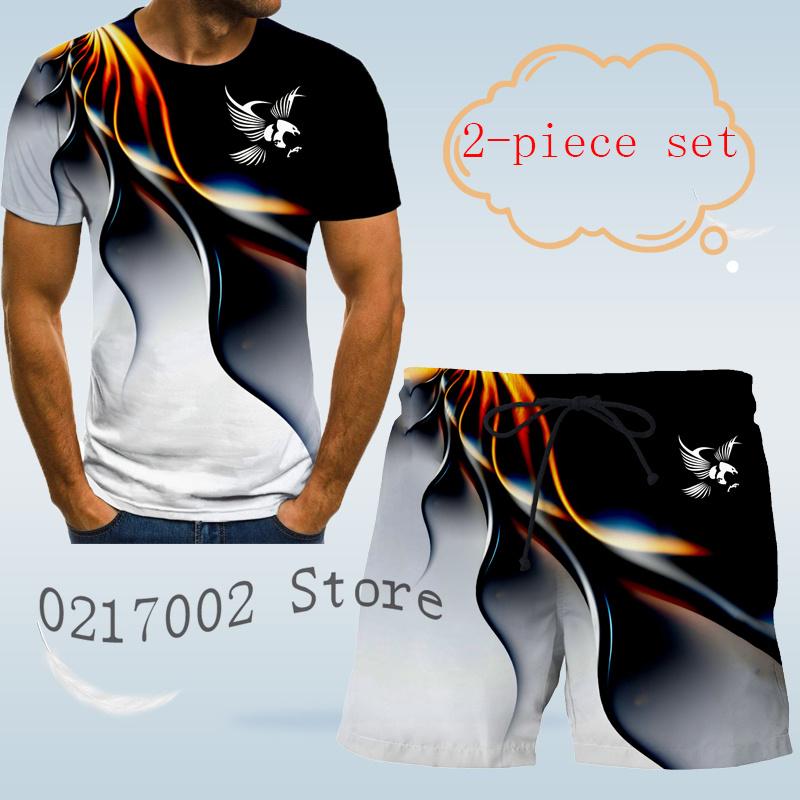 Herrenmode Eagle Print Mode 3D T-Shirt Designer Herren Anzughemd Fancy Hawaiian Beach Print Herren Kurzarm Shirt Top L