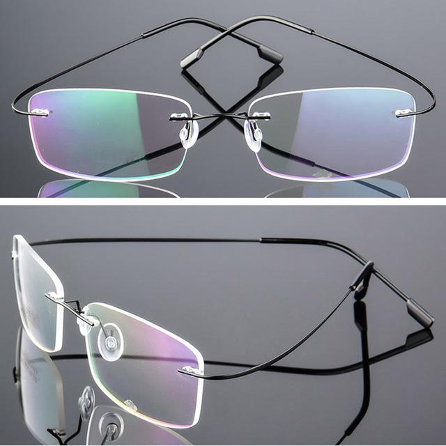 Titanlegierung Superelastische Randlose Brille Männer Frauen Unisex Rahmenlose Brillen Mode Business Brillen Schutz Auge schwarz