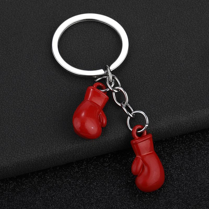 Einzigartiger Schlüsselanhänger mit Boxhandschuhen, personalisierter Anhänger mit Simulation von Fitnessgeräten für Männer und Frauen, Paar, Autoschlüssel, Anhänger, Geschenke rot