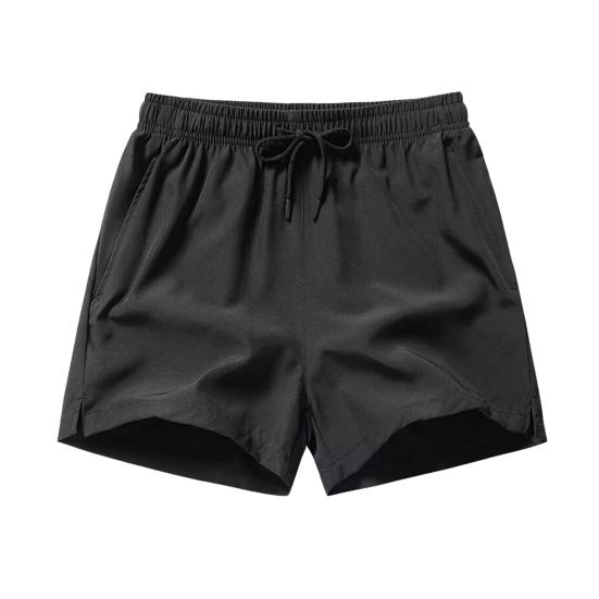 Herren-Shorts, elastischer Bund, verstellbarer Kordelzug, lässige Shorts mit Taschen, einfarbig, schnelltrocknend, Sport-Shorts XXL schwarz