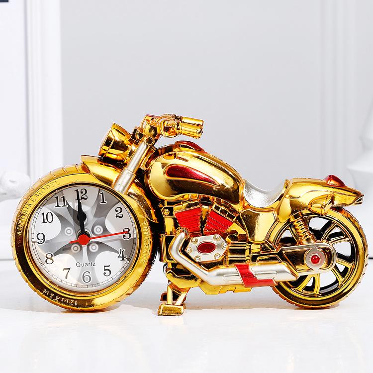 Kreativer Wecker Motorrad Motorrad Form Wecker Tischuhr Startseite Geburtstagsgeschenk Coole Uhr rot/gold