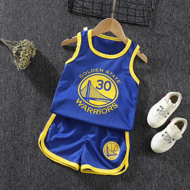Sommer Mode Jungen Mädchen Sets Kleinkind Baby Kleidung Basketball Sport Outdoor Trainingsanzüge 90cm blau
