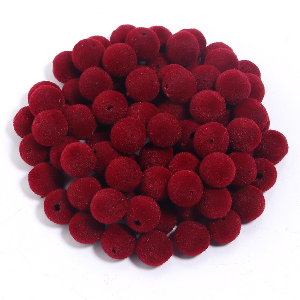 100 Stück/Los Tief Farbe Samt Oberfläche Harz Perlen Rund Lose Abstandshalter Perlen Für Schmuckherstellung DIY Armband Halskette Zubehör dunkelrote