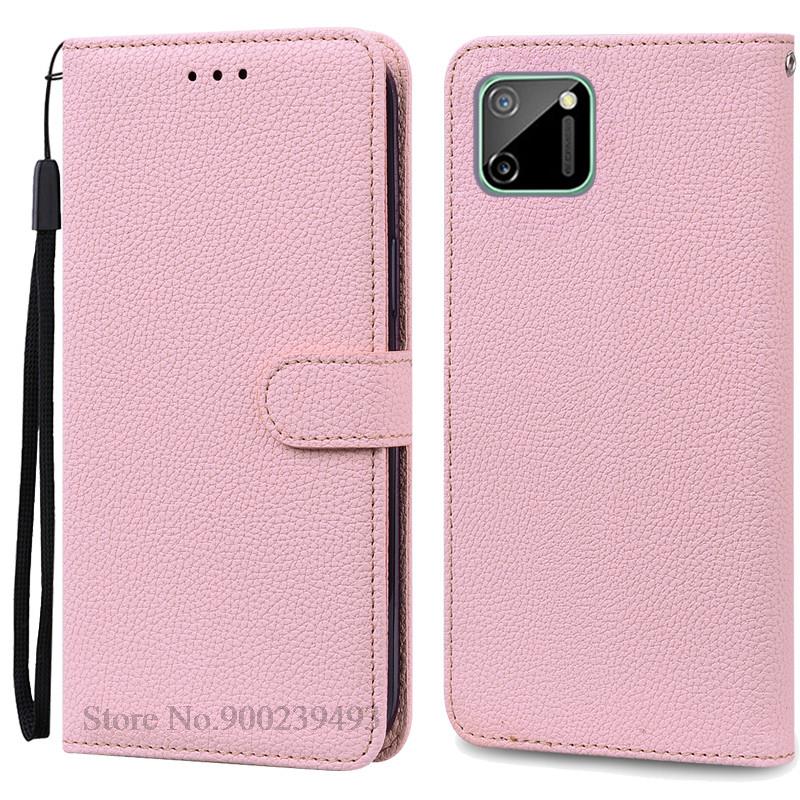 Für Realme C11 Hülle Realme C11 2021 Hülle Leder Brieftasche Klapphülle Für Realme C11 2021 Coque Realme C11 2020 Hülle Coque Fundas Realme C11(C11 2020) rosa