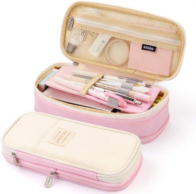 Kawaii Lila Federmäppchen, großes Fassungsvermögen, Stifttasche, Halter, Box für Mädchen, Büro, Studenten, Schreibwaren, Organizer, Schulbedarf rosa
