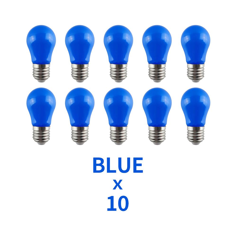 10 Stück Farbe E27 LED-Birne 220V 2W A45 Lampe Rot Blau Weiß Gelb Rosa PC Outdoor Camping Dekoration Festival Bunte Birne Lampe blau