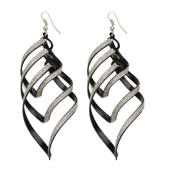 Stilvolle weibliche Pailletten Spirale Anhänger Haken Ohrringe lange Welle baumeln Hochzeit Schmuck Schmuck Geschenk schwarz