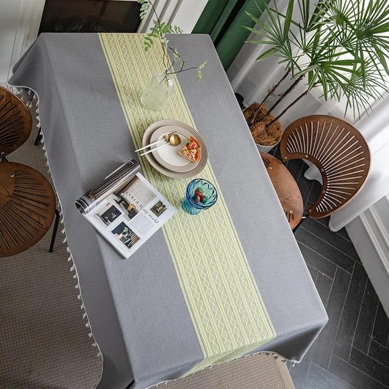 Tischdecke Art Fresh Nordic Simple Light Luxury Rechteckige verdickte Tischdecke Teetischdecke 140*140cm