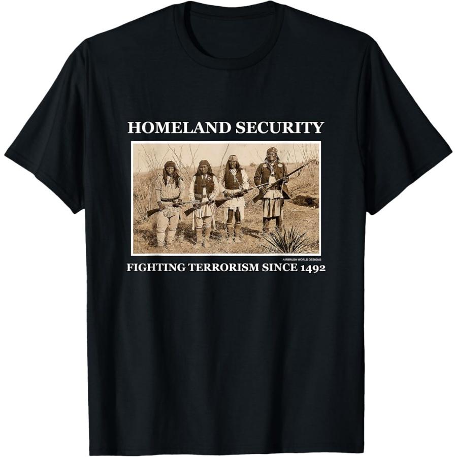 Airbrush World Homeland Security Bekämpfung des Terrorismus Seit 1492 Neuheit Geschenk T-Shirt M schwarz