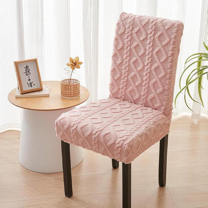 Neue Jacquard Stuhl Abdeckung Haushalt Esszimmer Stuhl Abdeckung Verdickte Kissen Abdeckung Stuhl Abdeckung Universal Elastische Stuhl Abdeckung rosa