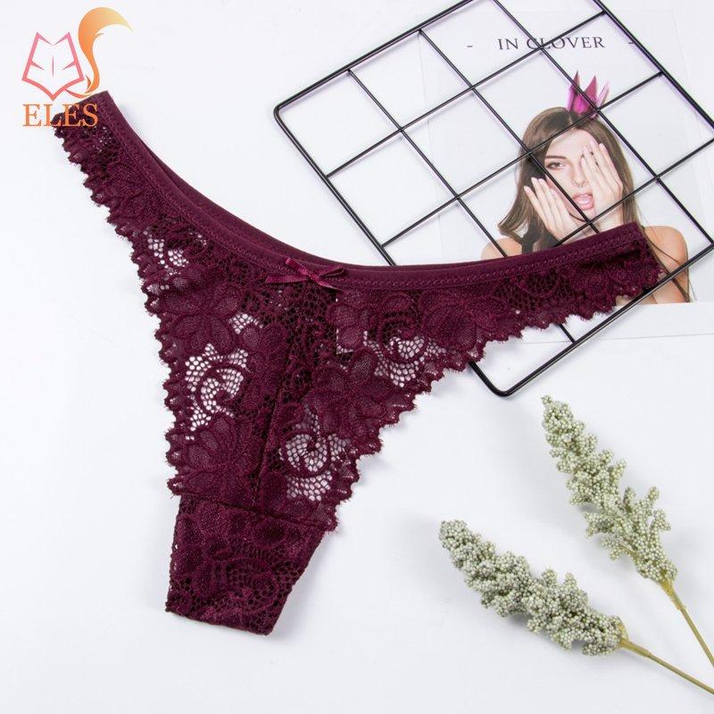 Spitze Höschen Frauen Slips Weiche Dessous Low-rise Hohl Tangas Unterwäsche Weibliche Unterhosen M wein rot