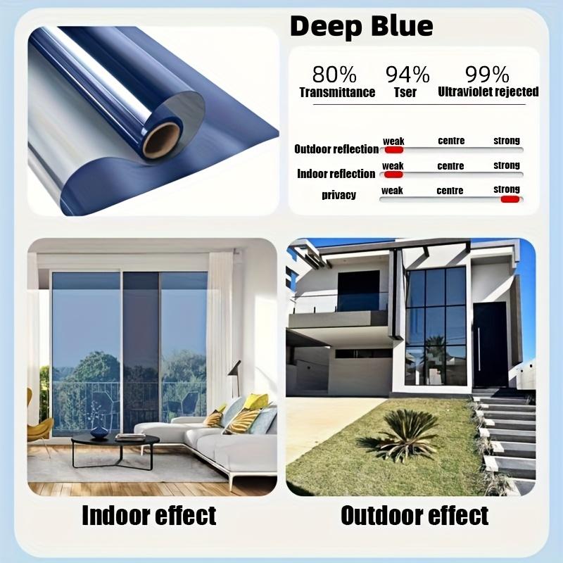 1 Rolle Strapazierfähiges Kunststoffmaterial Sichtschutz Sonnenschutz Fensterfolie Einweg-Sicht Anti-Hitze Isolationsaufkleber für Büro Statische Haftung Installation 40cm*3m blau