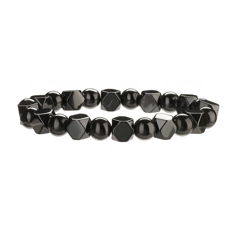 Herren Armband aus schwarzen Obsidian, Hämatit und Tigerauge - Naturstein Kreislaufschutz Langlebiger Schmuck Elegantes Perlendesign schwarz