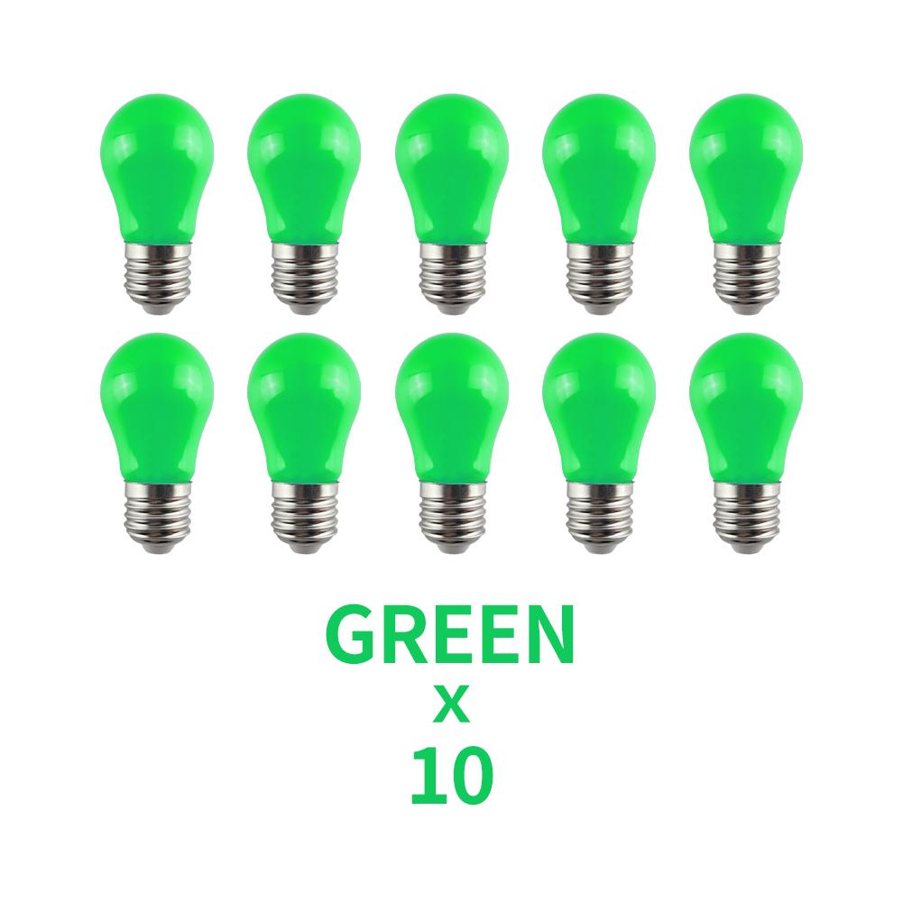 10 Stück Farbe E27 LED-Birne 220V 2W A45 Lampe Rot Blau Weiß Gelb Rosa PC Outdoor Camping Dekoration Festival Bunte Birne Lampe grün