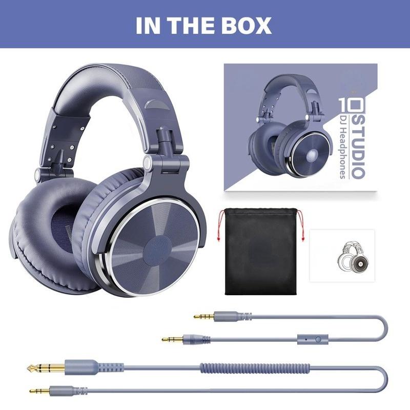 Kabelgebundene Studio-Kopfhörer, Stereo, professioneller DJ-Kopfhörer mit Mikrofon, Over-Ear-Monitor-Ohrhörer, Bass-Headsets violett