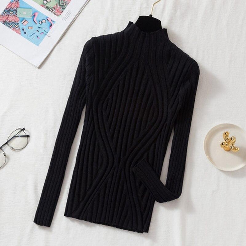 2022 herbst Pullover Gestrickte Pullover Frauen Langarm Büro Dame Jumper Pullover Schlank Solide Pullover Casual Tops 17041 OneSize schwarz