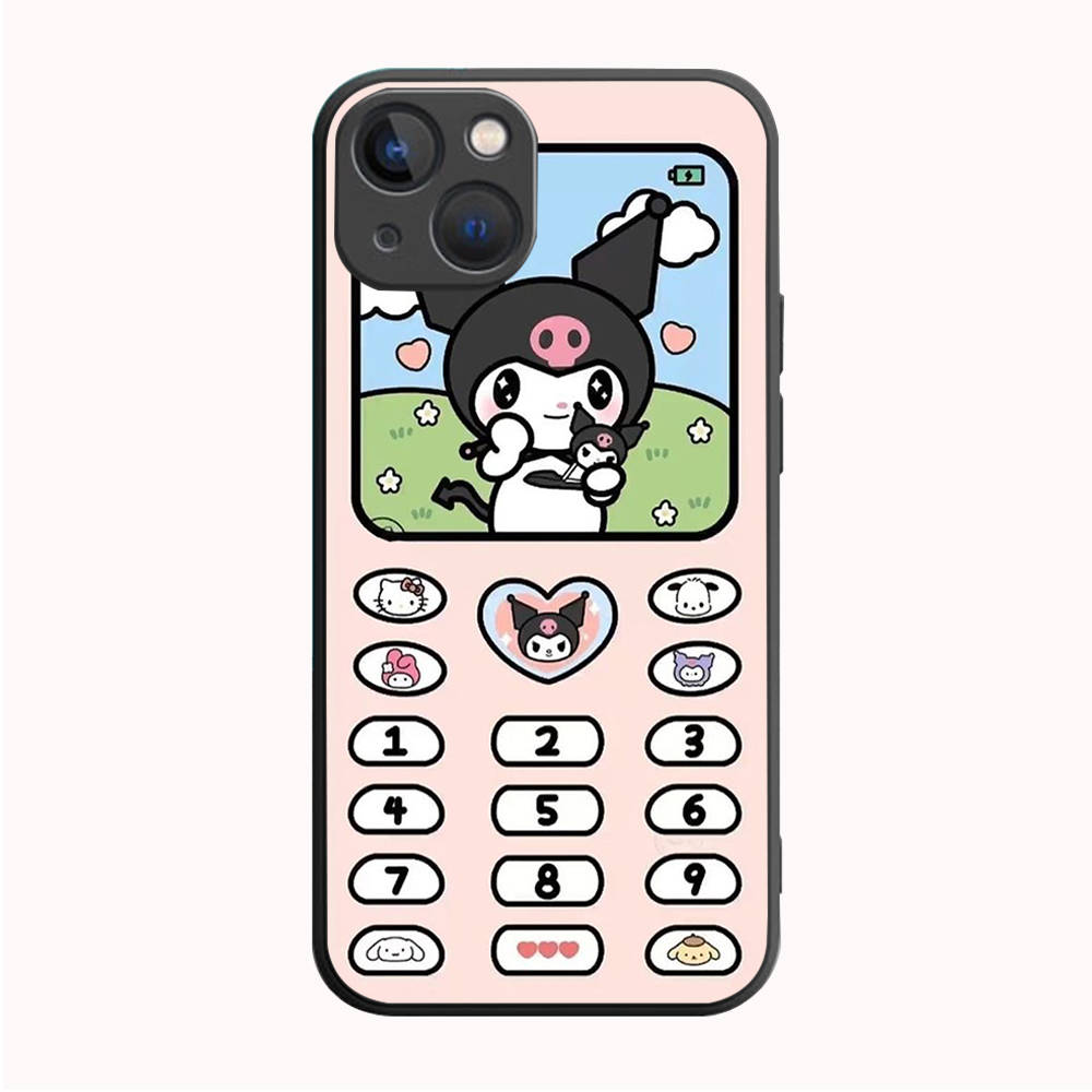 B-45 Kuromi Schwarze Hülle für Samsung S24 S23 S22 S21 S20 FE S10 Lite Ultra S7 S8 S9 Plus A05S A11 A12 A13 A15 A22 A24 A25 A32 A52 A71 5G Samsung A01 flieder