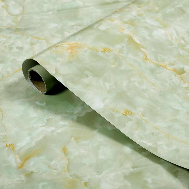 Selbstklebende Tapete mit Marmormuster, Herd- und Schrankfolie, Küchenölfeste Aufkleber, Fliesentapete und Aufkleber für renovierte Tischplatten 60CM*10M grün
