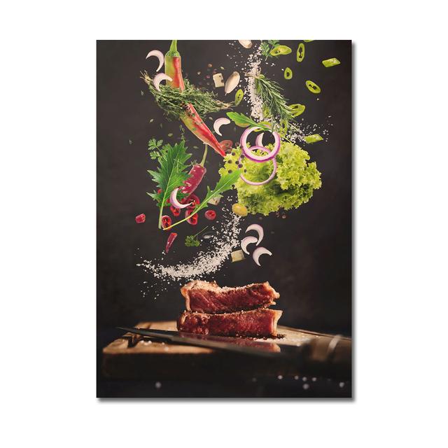 Küchenposter, Pizza, Steak, Salat, Hamburger, Bild, Restaurant, Wandkunst, Druck, westliche Lebensmittelmalerei 21cm×30cm NoFrame