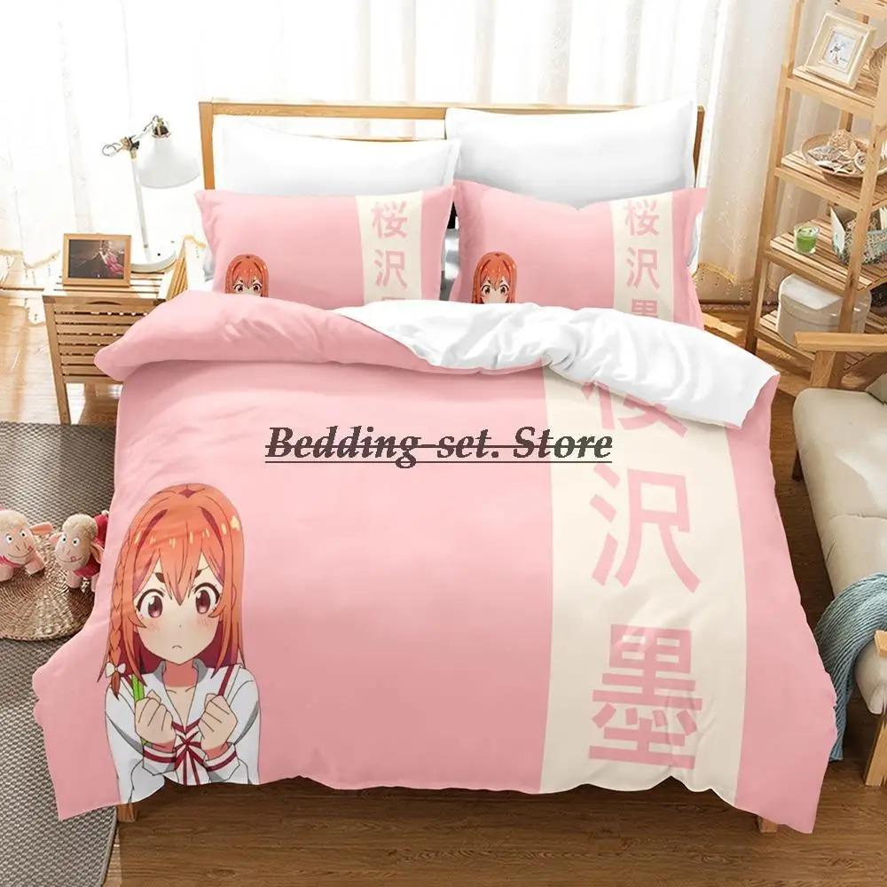 Kanojo Okarishimasu Bettwäsche Set Einzelbett Twin Full Queen King Size Bett Set Aldult Kind Schlafzimmer Bettbezug Sets Anime Bett EU Single 135x200cm