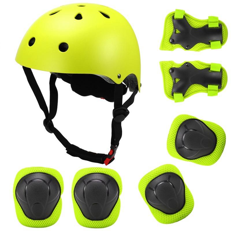 Kinderhelm Schutzanzug Knie- und Ellenbogenschützer 2 3 4 5 6 7 8 9 10 11 12 Jahre Mädchen Jungen Geeignetes Rollschuhlaufen Skateboard Schutzausrüstungsset 10-30kg yellow