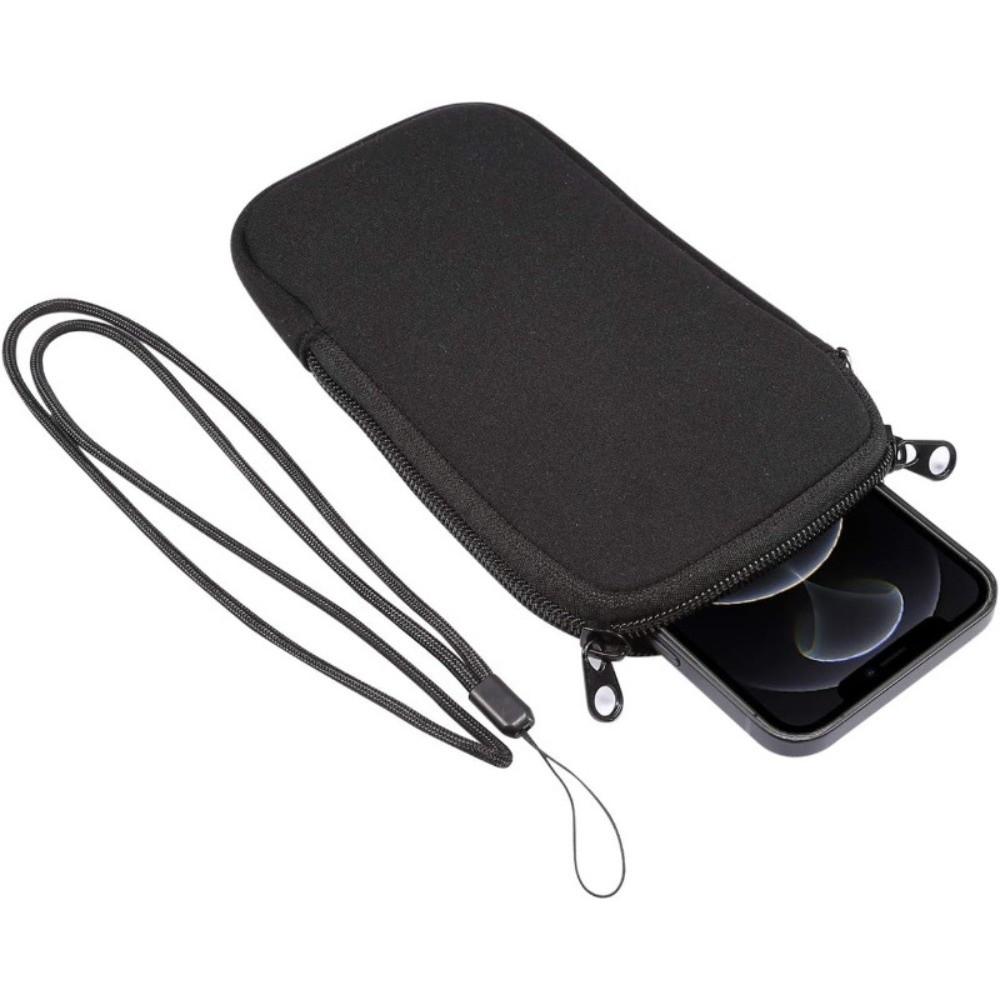 Neopren Handytasche mit Lanyard Handy Aufbewahrungstasche Handy Tasche Schlüssel Aufbewahrung schwarz