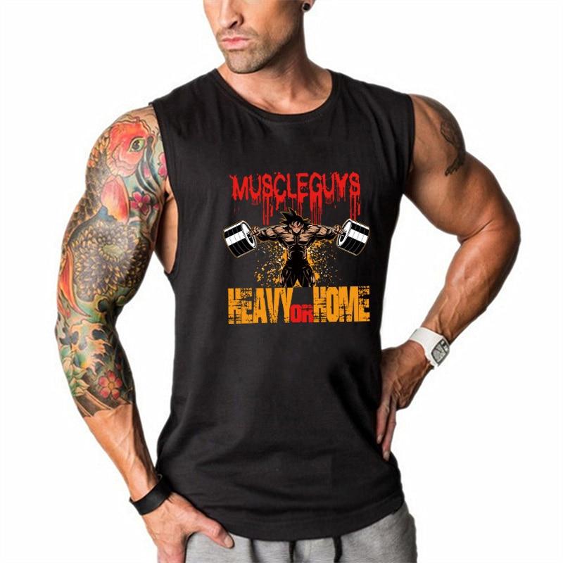 Neue mode ärmellose hemden aus baumwolle Bodybuilding tank top männer Fitness shirt herren singulett karton druck gym weste fitness männer XL