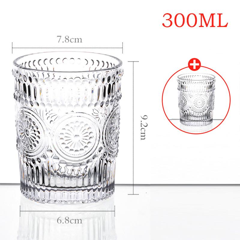 Anaglyphen Glasbecher Transparent Hochtemperaturbeständig Verdicken Gläser Retro Sonnenblumenmuster Gläser Trinkgeschirr 2pcs