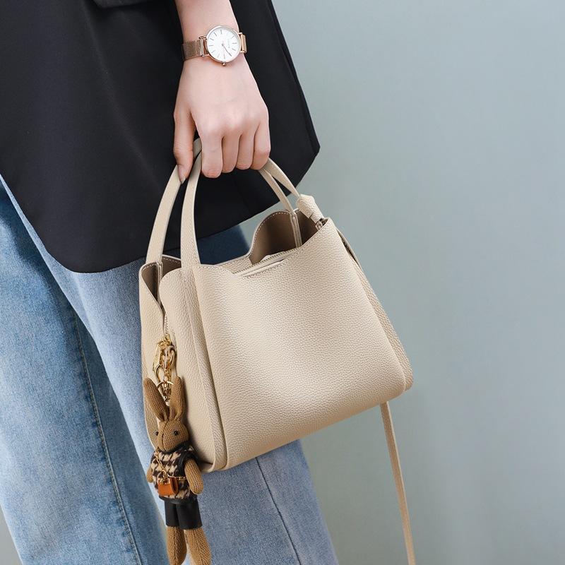 Eimer Tasche Neu Echtes Leder Damen Tasche Große Kapazität Hand-pflanzen Einzel Schulter Crossbody Tasche Pendler Tasche