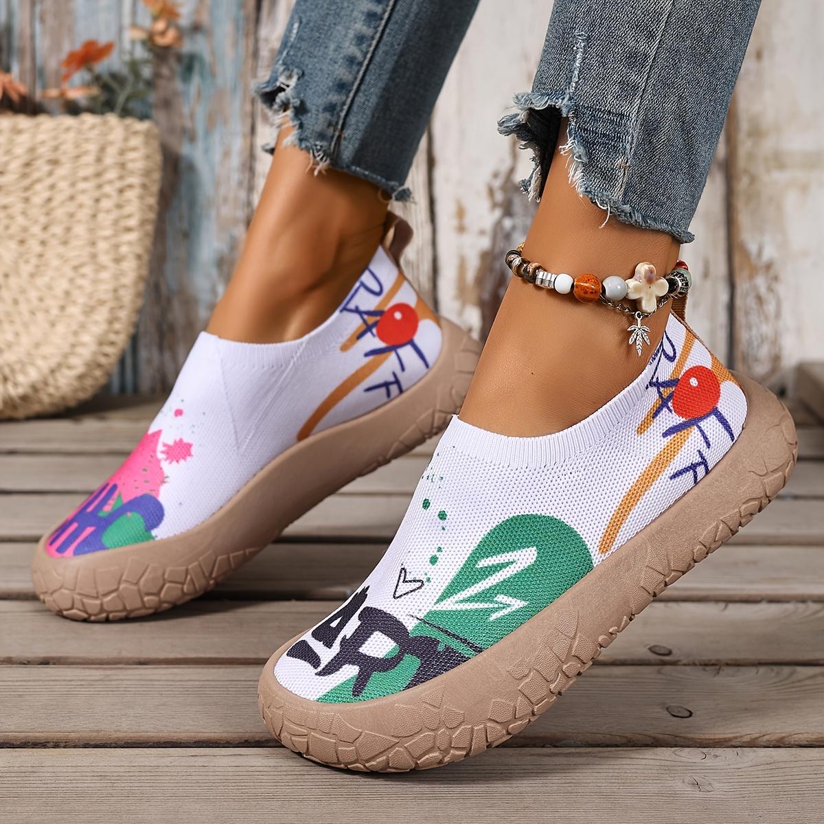 Damen Frühlings- und Sommerschuhe, Freizeit-Flats, Mehrfarbige Schuhe, Leichte und Atmungsaktive Schuhe sind Geeignet für Outdoor-Freizeit-Sport, Damenschuhe 36 weiß