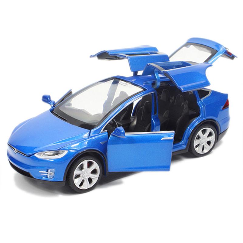 1:32 Tesla MODEL X Legierung Auto Fahrzeuge Spielzeugautos für Kinder Geschenke None blau